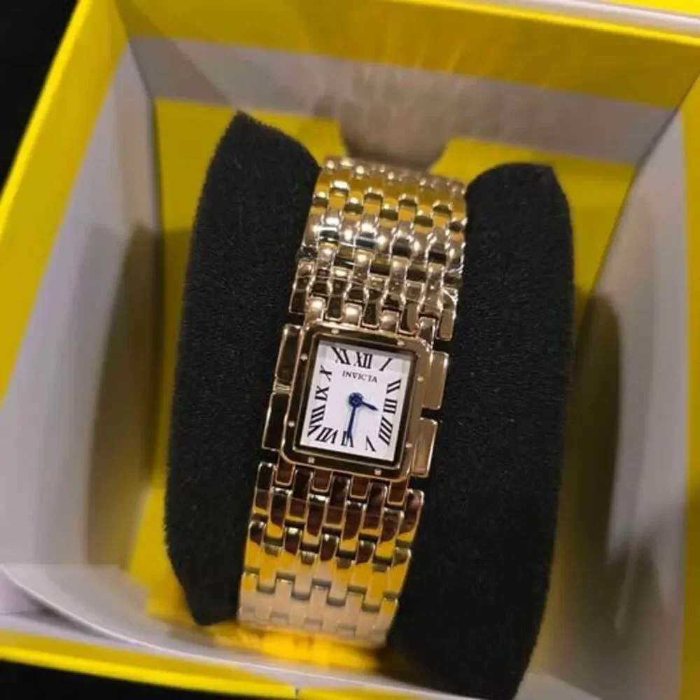 Invicta Square Face Gold Tone Watch. New in box